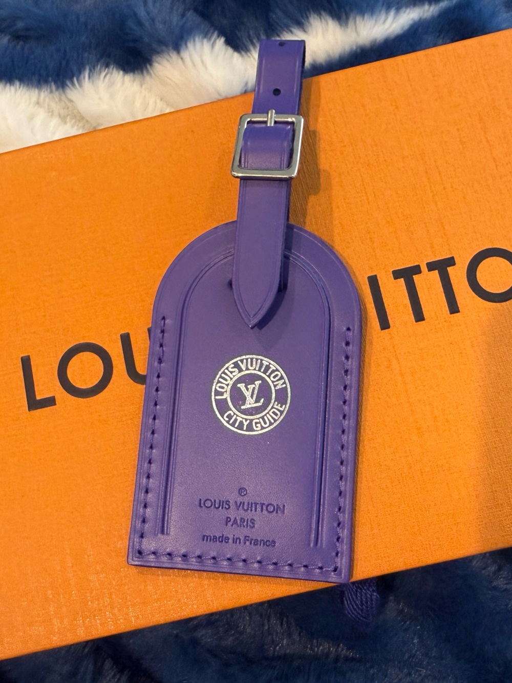 Louis Vuitton Purple City Guide Leather Luggage Tag